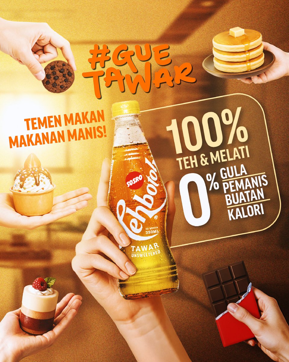 Gue pilih Tehbotol Sosro Tawar buat jadi teman setiap makanan manis!

Kesegaran teh dan melati aslinya yang Tanpa Pemanis Buatan, Gula, dan Kalori, cocok buat nemenin lo di setiap momen makan-makanan manis!

Sekarang saatnya lo cobain Tehbotol Sosro Tawar! 

#GueTawar