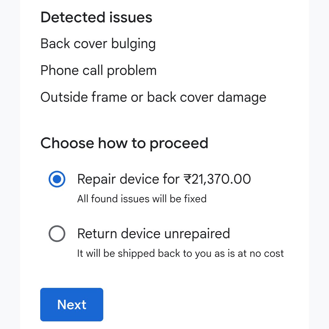 Sleepy_o6's tweet image. Hey @GoogleIndia, my Pixel 7a phone battery swelled up all of a sudden, putting my loved ones at serious risk. This is a manufacturing defect, yet I have been asked to pay 22k for repairs? Absolutely outrageous. Your negligence could’ve caused real harm. #Pixel #GoogleSupport