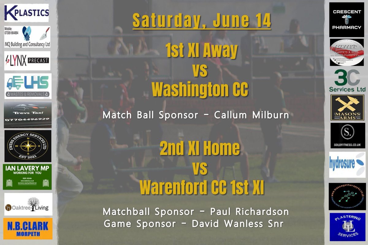 Game day 🏏🏏

A big thank you to this weeks sponsors