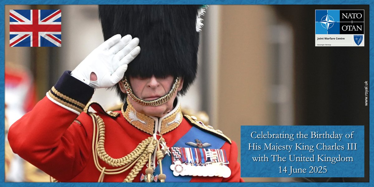 NATO Joint Warfare Centre (@nato_jwc) on Twitter photo We wish His Majesty King Charles III a very happy Official Birthday today! 🇬🇧
#WeAreNATO #TroopingTheColour
<a href="/KensingtonRoyal/">The Prince and Princess of Wales</a> We wish His Majesty King Charles III a very happy Official Birthday today! 🇬🇧
#WeAreNATO #TroopingTheColour
<a href="/KensingtonRoyal/">The Prince and Princess of Wales</a>