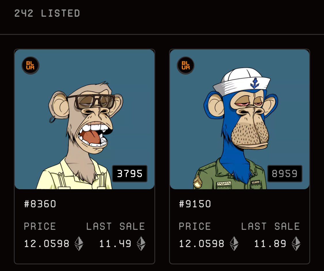 Current floor for <a href="/BoredApeYC/">Bored Ape Yacht Club 🍌</a> !