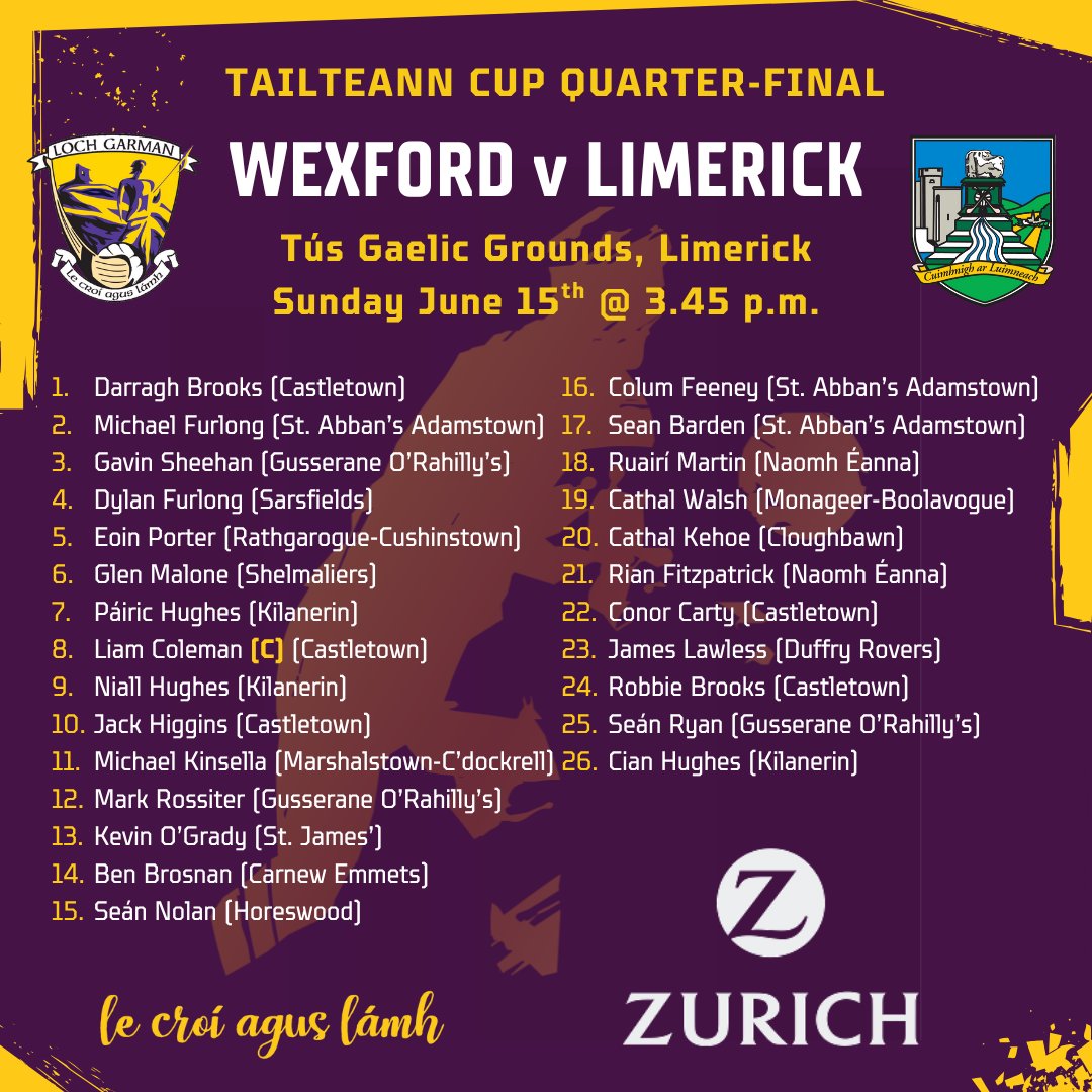 Good Counsel College (@gcc_newross) on Twitter photo Best of luck to <a href="/OfficialWexGAA/">Wexford GAA</a> and our past pupils in tomorrows Tailteann Cup Quarter-Final. Another big game for Michael, Gavin, Eoghan, Mark, Ben, Sean Nolan, Kevin, Sean Barden & Sean Ryan. #superblues Best of luck to <a href="/OfficialWexGAA/">Wexford GAA</a> and our past pupils in tomorrows Tailteann Cup Quarter-Final. Another big game for Michael, Gavin, Eoghan, Mark, Ben, Sean Nolan, Kevin, Sean Barden & Sean Ryan. #superblues