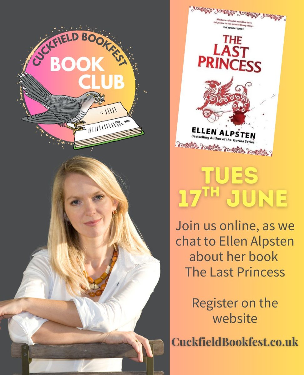 Ellen Alpsten - books don't run out of battery (@ealpsten_author) on Twitter photo Are you free on Tuesday evening? Then join us for the first ever virtual book club launched by the top team behind <a href="/CuckfieldBF/">CuckfieldBookFest</a> - we talk all things #TheLastPrincess, #HistoricalFiction, #writing & #publishing. Sign up is equally free, and very easy...
docs.google.com/forms/d/e/1FAI… Are you free on Tuesday evening? Then join us for the first ever virtual book club launched by the top team behind <a href="/CuckfieldBF/">CuckfieldBookFest</a> - we talk all things #TheLastPrincess, #HistoricalFiction, #writing & #publishing. Sign up is equally free, and very easy...
docs.google.com/forms/d/e/1FAI…