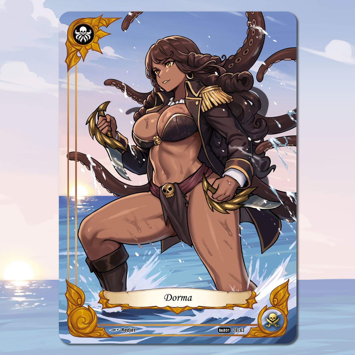 BootynBeauties's tweet image. Humans have angered the Krakens: the Outworld trembles! Dorma, matriarch of the ocean people, joins the war to defend the sacred resources of her world. She will not find peace until all human crews have returned to their lands…
Illus. @redjet00
