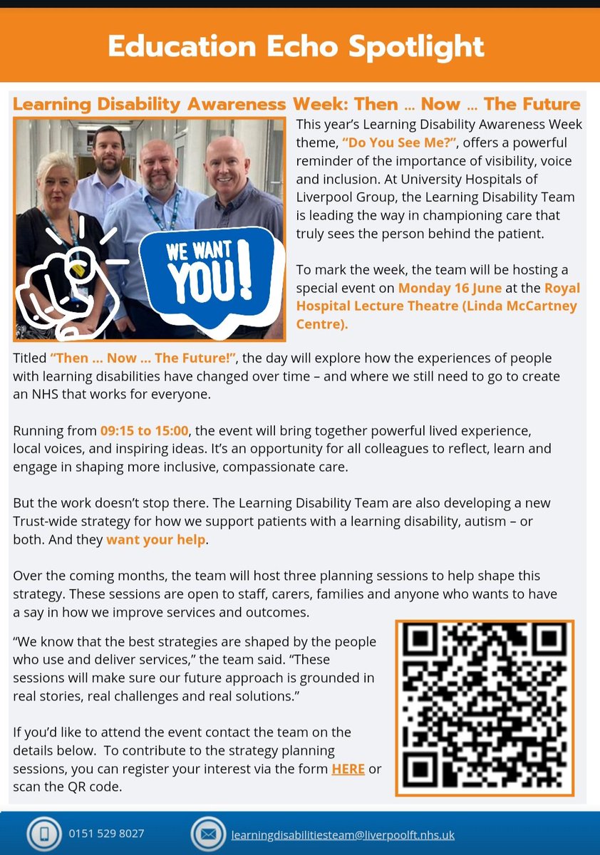Ged Jennings (@gedsworkone) on Twitter photo Monday is our learning disabilty event in the Royal Hospital Lecture Theatre. Please come along. From 09.15 onwards. <a href="/nhsUHLG/">NHS University Hospitals of Liverpool Group</a> <a href="/LUHFTlearning/">Learning and Development @LUHFT</a> Monday is our learning disabilty event in the Royal Hospital Lecture Theatre. Please come along. From 09.15 onwards. <a href="/nhsUHLG/">NHS University Hospitals of Liverpool Group</a> <a href="/LUHFTlearning/">Learning and Development @LUHFT</a>