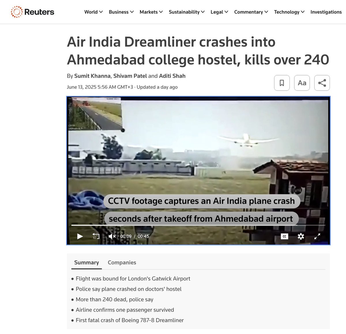 هل نجحت الهند والخطوط الهندية في إدارة الأزمة اتصالياً ؟ 

قبل يومين سقطت طائرة تابعة للخطوط الجوية الهندية بعد 30 ثانية من إقلاعها من مطار احمد اباد الدولي، مخلفة أكثر من 240 قتيلا ..
كارثة إنسانية حقيقية، وأزمة اتصالية تتطلب ادارة فعالة، وهذا تحليل للمشهد الاتصالي في إدارة