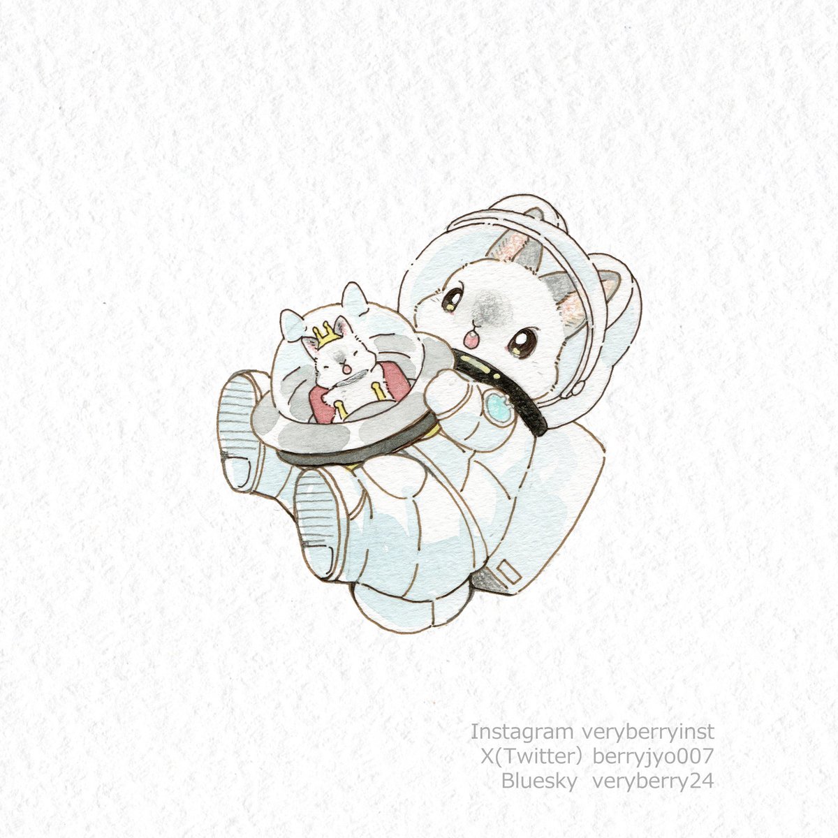 「宇宙飛行士うさぎさんNo.1963 UFOつかまえちゃった ど…どうしよう!」|VeryBerry うさぎ星さん4/8-9出展のイラスト