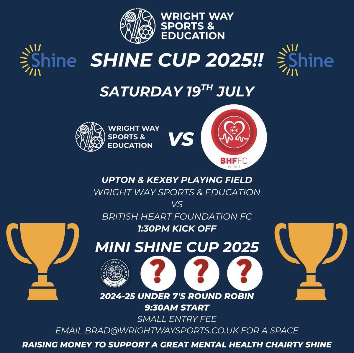 Shine Lincolnshire (@shine_lincoln) on Twitter photo 🎉⚽️ SHINE CUP DAY 2025! 🏆☀️ Join us on July 19th, 9:30am-4:30pm at Upton & Kexby! Fun, football & community!
<a href="/fc_bhf/">BHF FC ⚽️❤</a> <a href="/WrightWaySport/">Wright Way Sports & Education</a>
#ShineCup2025 #CommunityMatters #WrightWaySports #SupportShine #FamilyFunDay 🎉⚽️ SHINE CUP DAY 2025! 🏆☀️ Join us on July 19th, 9:30am-4:30pm at Upton & Kexby! Fun, football & community!
<a href="/fc_bhf/">BHF FC ⚽️❤</a> <a href="/WrightWaySport/">Wright Way Sports & Education</a>
#ShineCup2025 #CommunityMatters #WrightWaySports #SupportShine #FamilyFunDay