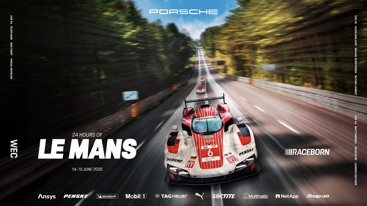#LeMans24 - Good morning from Le Mans! Check out the schedule for the most important day of the week: Race day ⬇️

12:00 - 12:15 Warm-Up
16:00 - 16:00 Race 

#Porsche #911GT3R #Porsche963 #Raceborn #PorschePenskeMotorsport