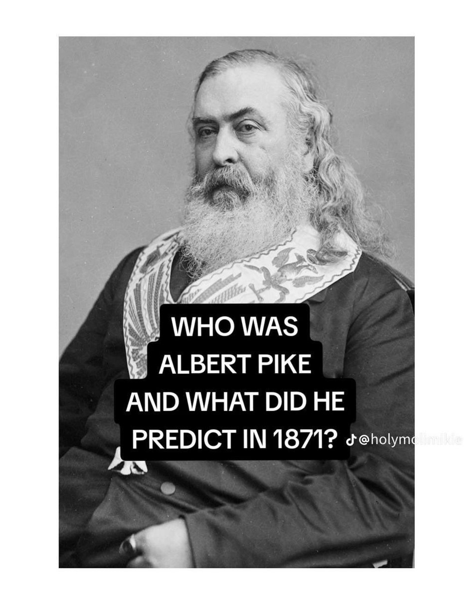 vegastarr's tweet image. They told you it was just a myth…
But in 1871, Albert Pike allegedly wrote a chilling plan—One that laid out the blueprint for 3 World Wars…
And now, the final phase is unfolding right before our eyes. 👁️

• WW1: To destroy monarchies &amp;amp; birth Communism
• WW2: To empower…