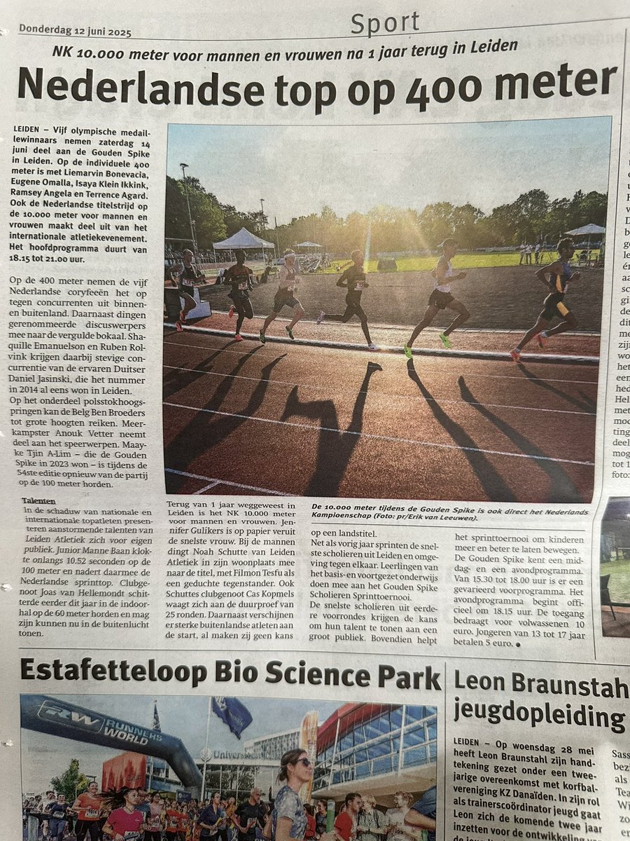 SKEadvocaat's tweet photo. Als sponsor van Leiden Atletiek en LUHV Currimus brengen we graag de Gouden Spike onder jullie aandacht. De Nederlandse top doet mee! Vandaag in Leiden. Ga kijken! #Leiden #atletiek #GoudenSpike https://t.co/lVpkFVkc7K