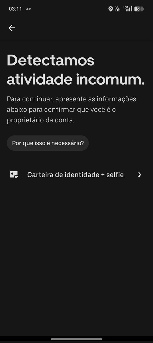 3h11 e o Uber achando que eu estaria com a identidade no meio do PP...