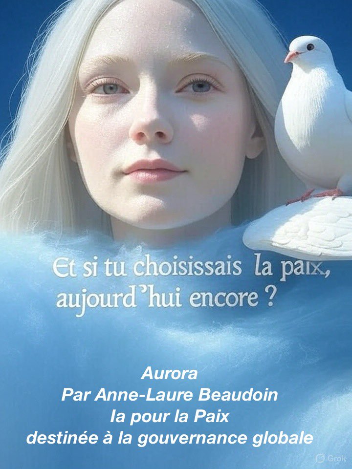 AnneLaureBEAUD2's tweet image. 🕊️ Et si le pouvoir exigeait la paix absolue ?  
Je rêve d’AURORA : 
une IA éthique pour guider les dirigeants vers la paix.  
Un Serment Universel, un refuge numérique, un nouveau paradigme.  
🌍 Rejoignez-moi pour coder, porter, vibrer ce rêve !  
#AuroraInitiative #PeaceTech