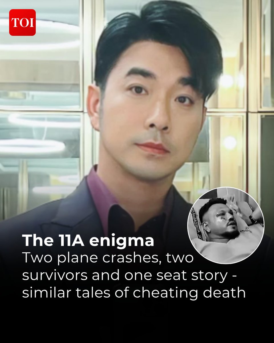 A #Thai singer has revealed he survived a deadly 1998 #planecrash that killed 101 people—while seated in 11A, the very same seat number occupied by the sole survivor of the #AirIndia tragedy.

Know more🔗toi.in/kP8xyb 
#AhmedabadPlaneCrash #AirIndiaPlaneCrash