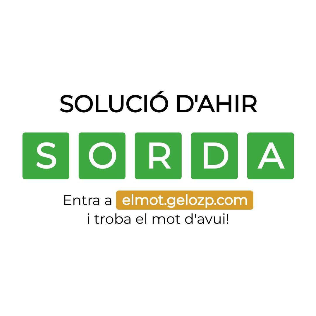 La solució d’ahir era SORDA. La vas encertar?
Entra a elmot.gelozp.com i troba la paraula d’avui!

#ElMot #WordleCAT