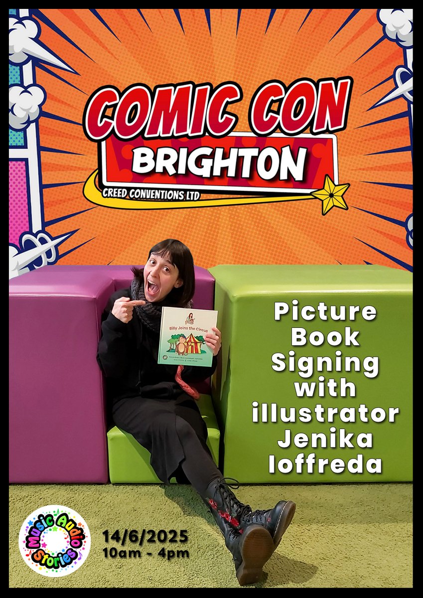 ⭐#ComicConBrighton⭐

Today, our picture book, Billy Joins the Circus, will be in Brighton!

Meet illustrator <a href="/jenikaioffreda/">jenika ioffreda</a> to get a signed copy and chat with her about the book.

Info ➡️shorturl.at/gTx71

Have a great weekend!

⭐🎧🎪📖🎼🧡

#AmexStadium #comiccon #fun