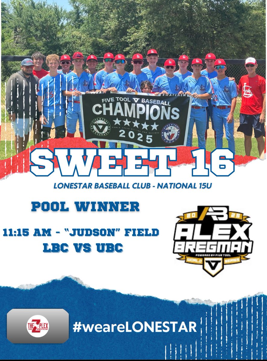 Our LBC National - 15U squad put together a strong performance in pool play and has advanced to the Sweet 16 at the Alex Bregman World Series. Proud of the way this group is competing! <a href="/FiveTool/">Five Tool Baseball</a>