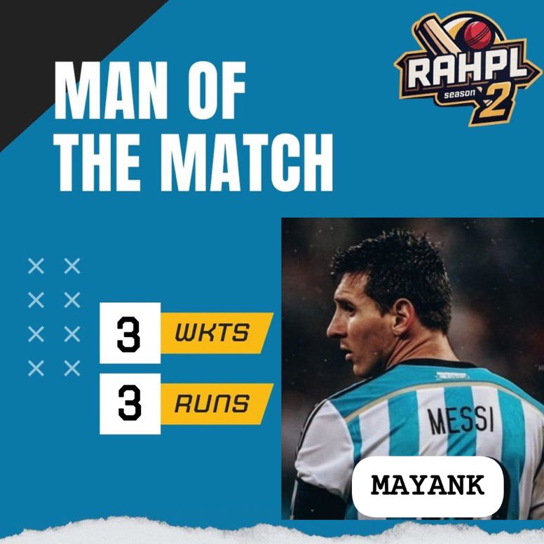 RAHPLOfficial's tweet image. Scorecard of the match Between THE DREAM TEAM vs BABITA BLASTERS ⚡️
One of the most thrilling match of RAHPL-S2
Where TDT won in the super over against BB✨
Well played team BABITA BLASTERS.
Hard luck💔
Mayank won man of the match for his performance ⚡️