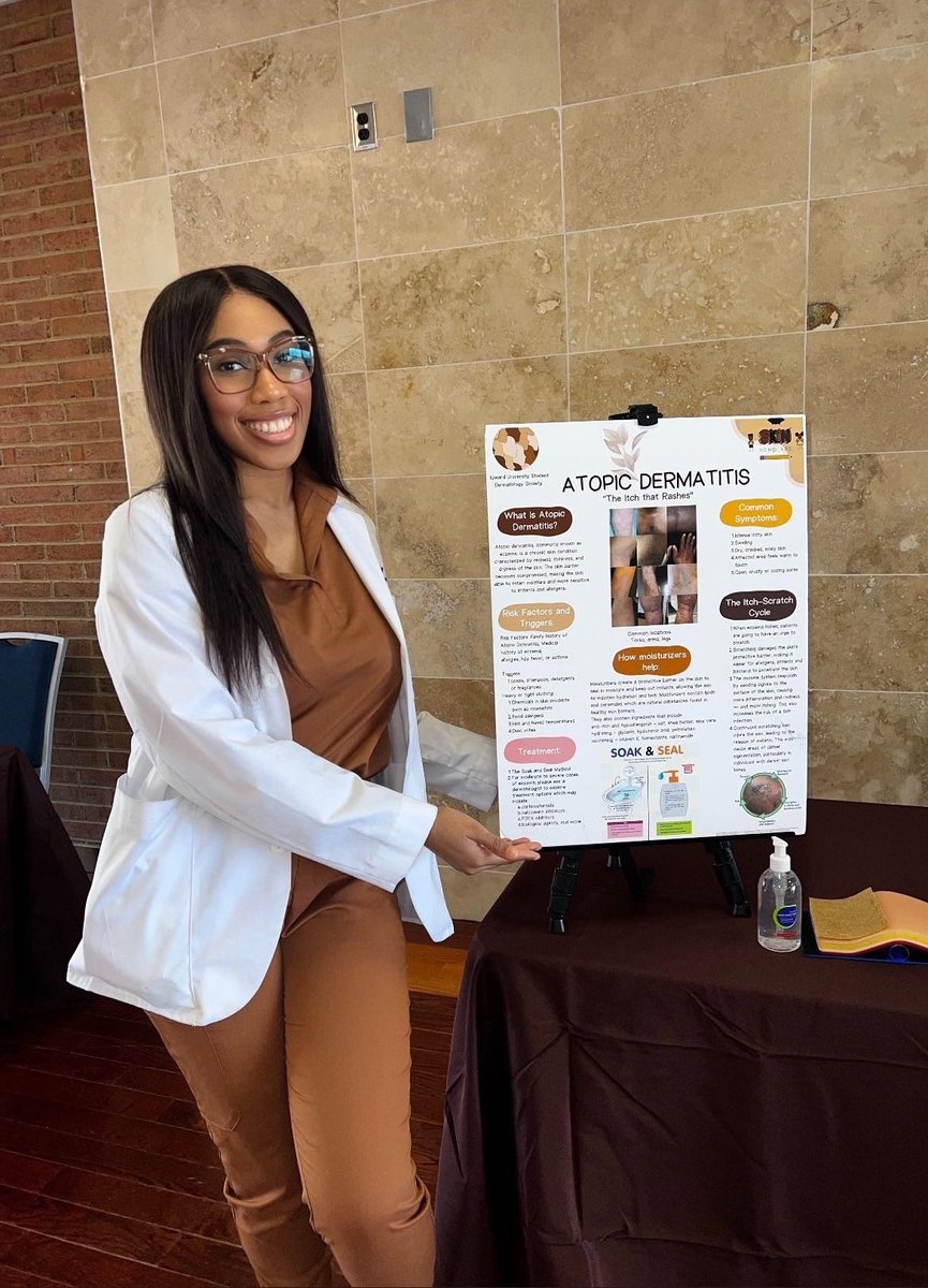Throwback to Collegiate Dermatology Awareness Day! As Skin Scholars Chair, I led a table on atopic dermatitis, highlighting triggers, treatment, the itch-scratch cycle, and the role of moisturizing in barrier repair.
#DermTwitter #SkinOfColor #AtopicDermatitis