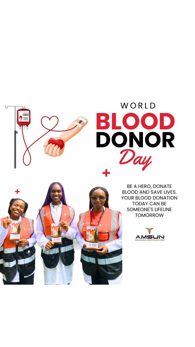🩸 It’s #WorldBloodDonorDay!
A single donation can save up to 3 lives. 💉❤️
Be the reason someone gets another chance. 🌍✨
Donate blood. Be a hero. 💪🏽🕊️

#DonateBloodSaveLives #AMSUN