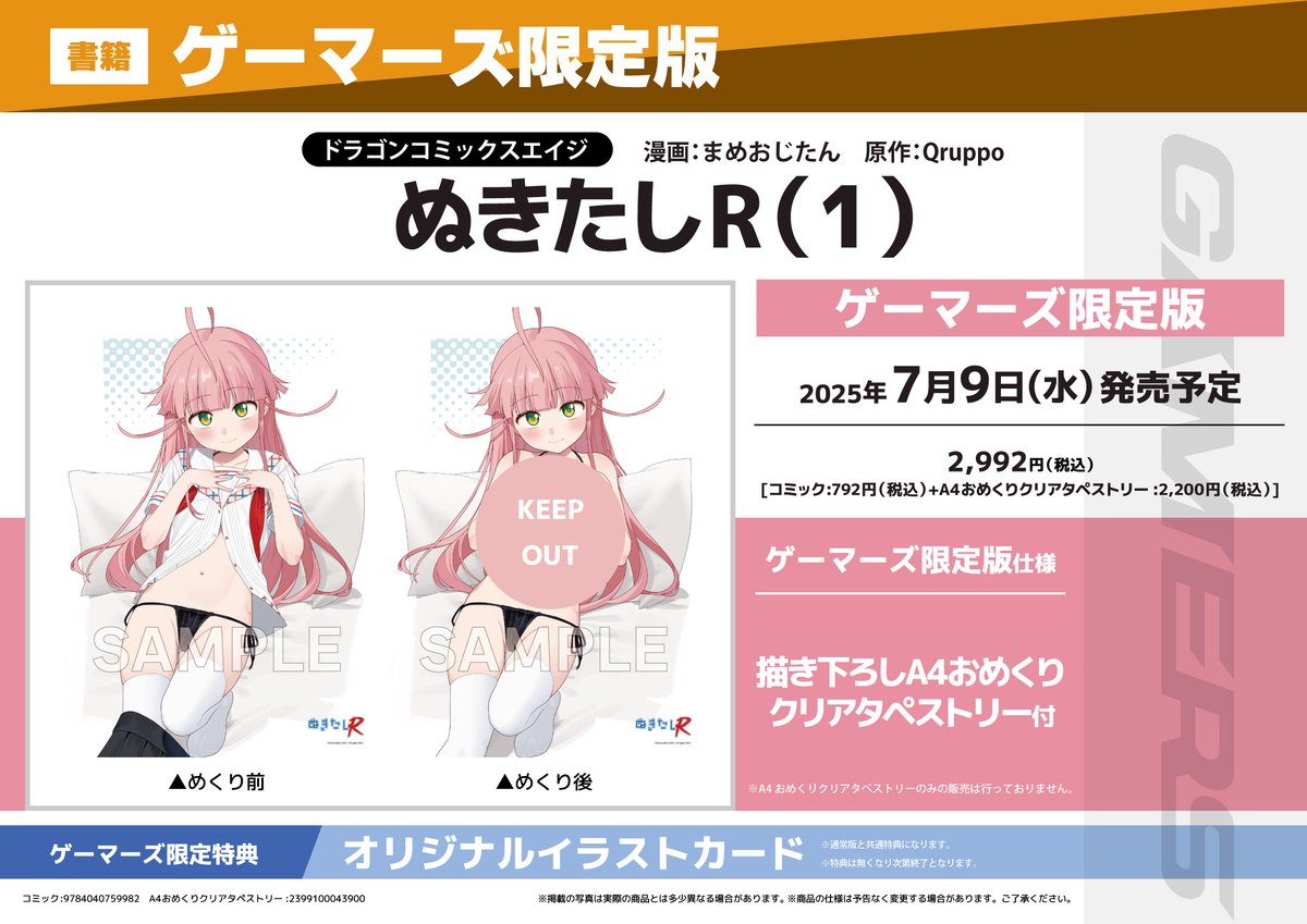 ぬきたしR 1 ゲーマーズ限定版特典 A4おめくりクリアタペストリー 渡会ヒナミ ぬきたしR 1 ゲーマーズ限定版特典 A4おめくりクリア