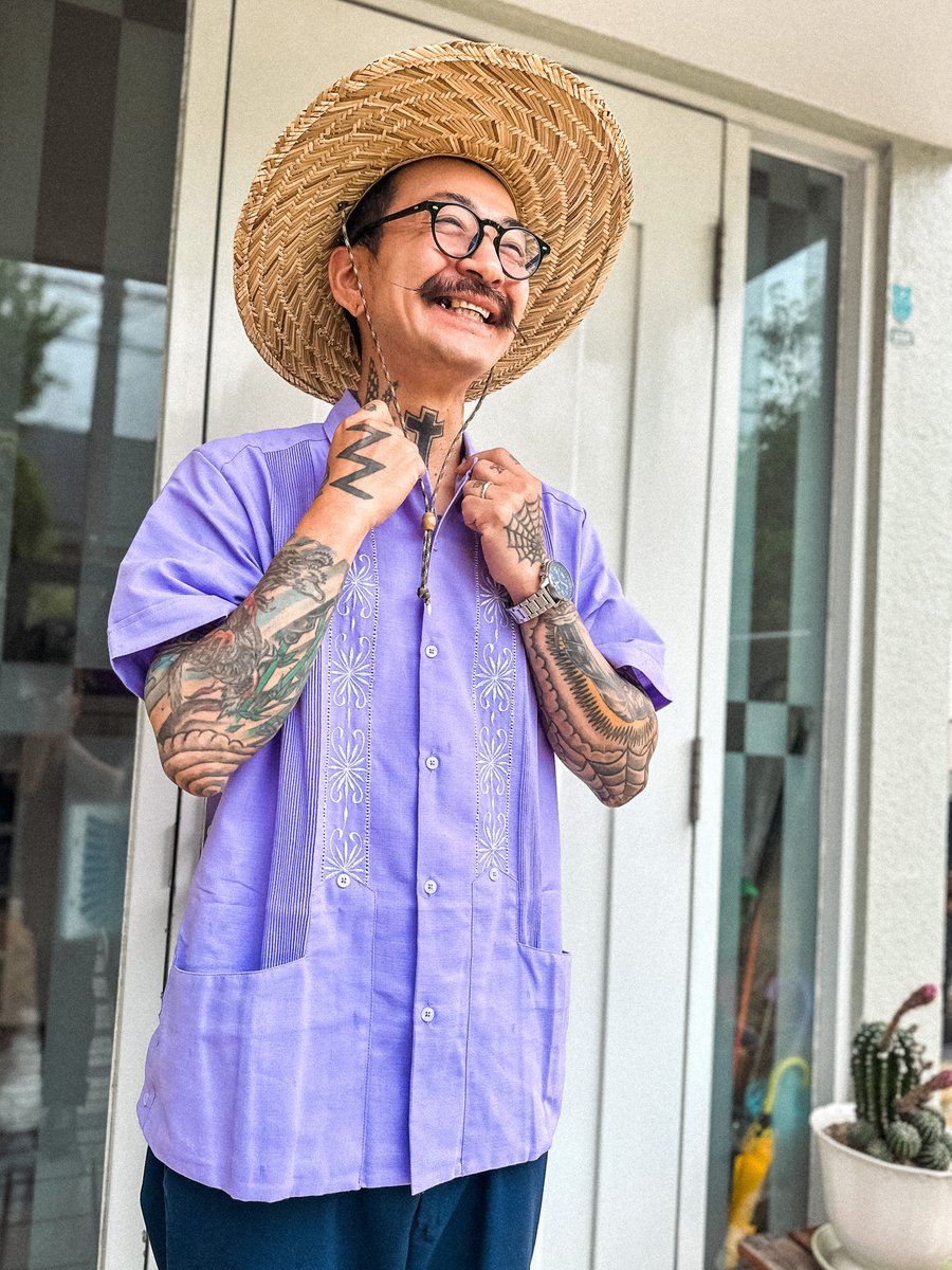 極美品✨️ エストレヤ スタンダード グァジャベーラ キューバ シャツ アロハ柄 サイズ42 Estrella Standard L/S GUAYABERA REJILLADA 長袖