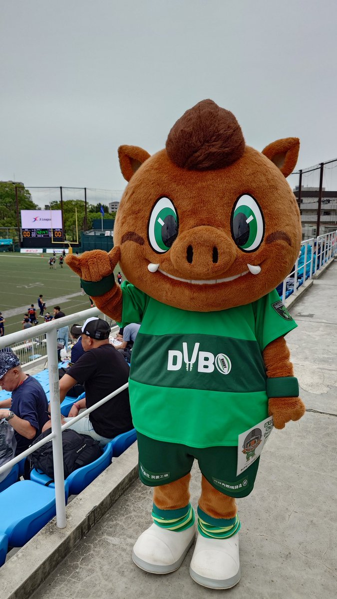 tobimaru38's tweet photo. 今日のダイボ君💚
#パールボール決勝　#富士通スタジアム#ノジマ相模原ライズ
#ダイボ君　#アメリカンフットボール　#楕円球 https://t.co/vFp7ZeoqkW