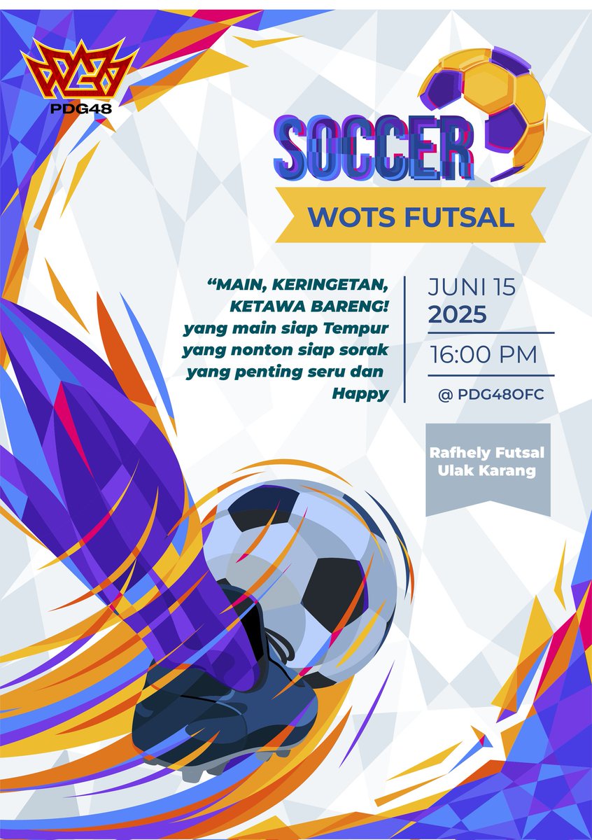 masa sih weekend gini rebahan aja?
mending gabung yuk,main futsal seru-seruan bareng di hari minggu 15 Juni 2025!
yg mau ikutan,langsung merapat aja yaa!
jangan sampai ketinggalan keseruannya ayo kita keluarin keringat,ketawa bareng,dan nambah kenalan baru!!
ditunggu kehadirannya