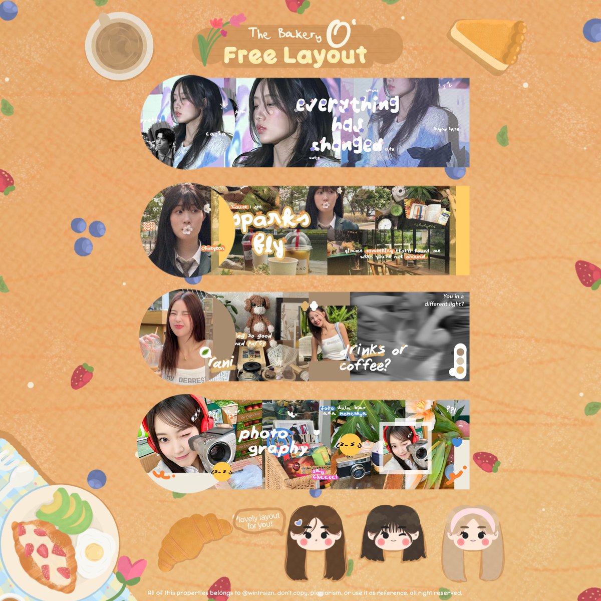 wintrsizn's tweet photo. A repost would be appreciated! 🩰
Dalam rangka merayakan mensive ke 9 #KenIshaChapter9 kak @violettce & kak @mqindset mau bagiin 4 FREE LAYOUT BYREQ yg bisa diclaim hari ini jam 19.00🔖🍃
Untuk syarat & ketentuannya bisa di cek dibawah ini ya🥰
#zonauang https://t.co/PQbVoEUbyY