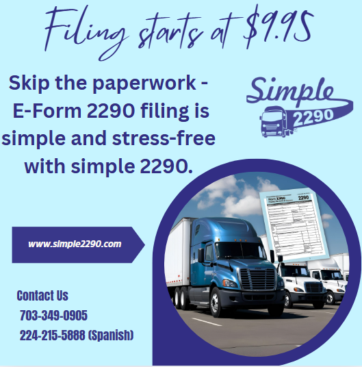 simple2290's tweet photo. Skip the paperwork -E-Form 2290 filing is simple and stress-free with simple 2290.
#truckdriver #truckin #truckdaily #starstruck #truckerhat #truckerlife #trucknation #pawstruck #monstertruck #liftedtruck 
https://t.co/FaTohdsXCw
support@simple2290.com
703-349-0905 https://t.co/ibOLRTzo8U