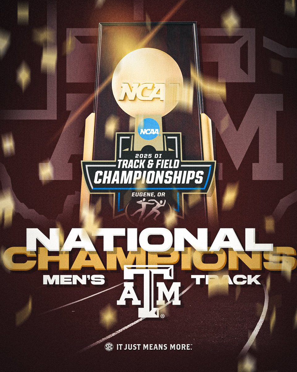 Southeastern Conference (@sec) on Twitter photo π 2025 NCAA MEN'S OUTDOOR TRACK & FIELD NATIONAL CHAMPS
π <a href="/aggietfxc/">Texas A&M Track & Field/Cross Country</a>
<a href="/NCAATrackField/">NCAA Track & Field</a> x #ItJustMeansMore π 2025 NCAA MEN'S OUTDOOR TRACK & FIELD NATIONAL CHAMPS
π <a href="/aggietfxc/">Texas A&M Track & Field/Cross Country</a>
<a href="/NCAATrackField/">NCAA Track & Field</a> x #ItJustMeansMore