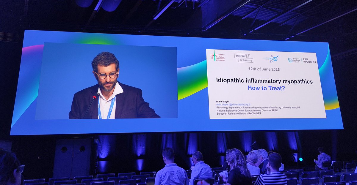 giannini85's tweet photo. 2025 Eular Barcelona 
Great overview on HOw to Treat inflammatory myopathies (HOT), by Pr Alain Meyer @Myositis_Stras @CHRUStrasbourg @CRBS_Strasbourg @ern_reconnet https://t.co/52xiDArdUz
