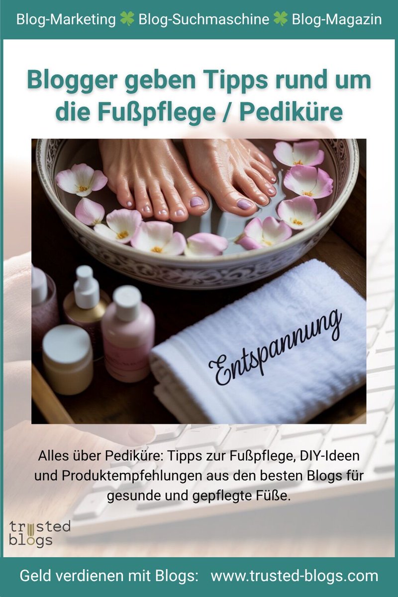 Alles über #Pediküre: Tipps zur #Fußpflege, DIY-Ideen und Produktempfehlungen aus den besten Blogs!

👉 trusted-blogs.com/rec/pedikuere-…

Wir empfehlen deinen #Blog 🙌
Kostenlos anmelden: trusted-blogs.com/blogger