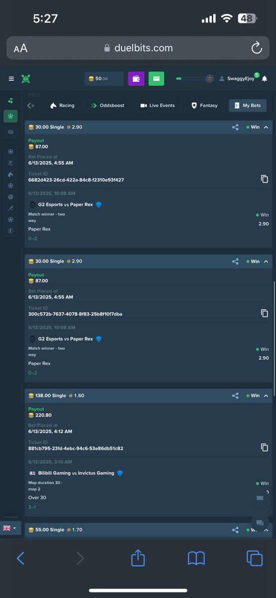 1k profit thank u <a href="/Dodgers/">Los Angeles Dodgers</a> and my fav Valorant Pcf Team <a href="/pprxteam/">Paper Rex</a> .
