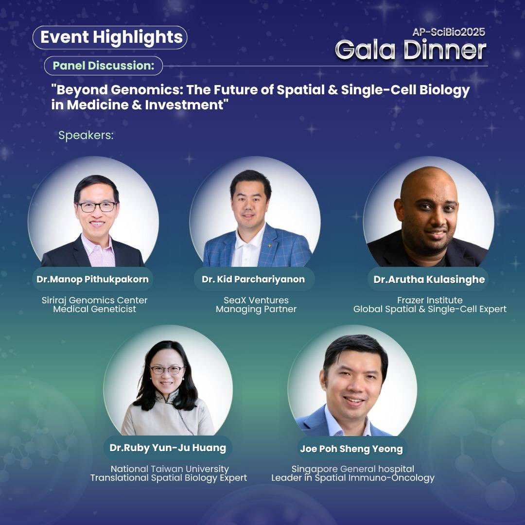 🚀 Join me at the #APSciBio2025 Gala Dinner — where science meets society &amp; investment powers innovation!

I’ll be on a panel: Beyond Genomics — decoding the future of spatial &amp; single-cell biology for medicine and investors!

🎻 Plus, live by VieTrio!

buy.stripe.com/00geWd2B37lZ7o…