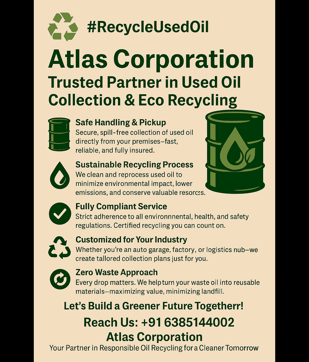 #ATLASCORPORATION #usedoil #karur #oragadam #chennai