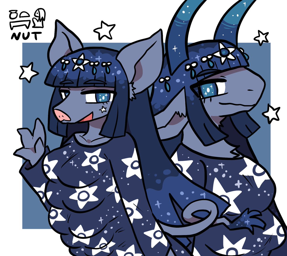 「ヌト神(獣神のすがた)」|おしゃきのイラスト