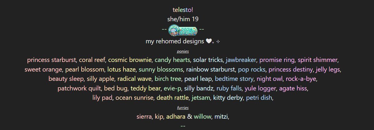 if anyone has any of (or knows any of) my designs up on artfight that arent listed here⬇️ please let me know!!!! 

i want them all linked.. and i plan to draw all of them for the opposite team🤫