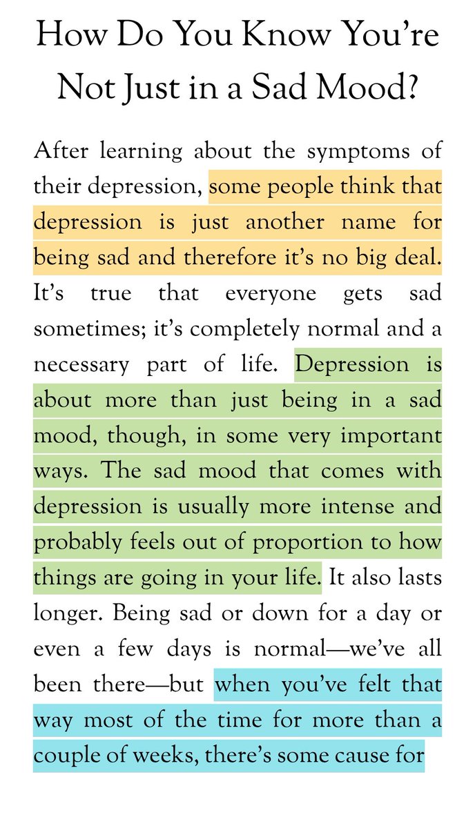 bluesunkiss_'s tweet image. Sarannya bagus bgt, karena psikologku pun menyarankan untuk 'melakukan apa yang gak mau kamu lakukan' ketika lagi depresi (most of suicidal thoughts lahir karena depresi).

Tapi ingat, depresi ≠ gak happy. It's more than just a mood.