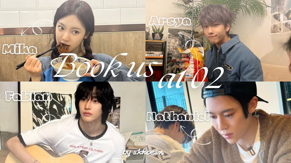 Book us at 02.
Ningning, Sion, Wonbin, Jisung AU; by skhoesn