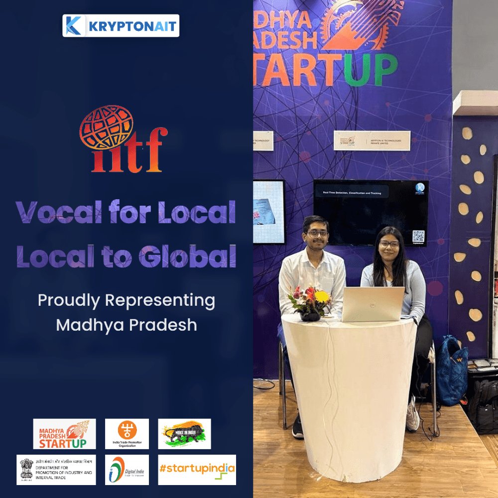 krypton_ai_tech's tweet image. 🚀 From Local Innovation to Global Vision
Proud to represent Madhya Pradesh at IITF 2022 under the theme &quot;Vocal for Local, Local to Global.&quot;
At Krypton AI, we showcased AI-driven solutions transforming governance, security &amp;amp; infrastructure.

#IITF2022 #KryptonAITech #MakeInIndia