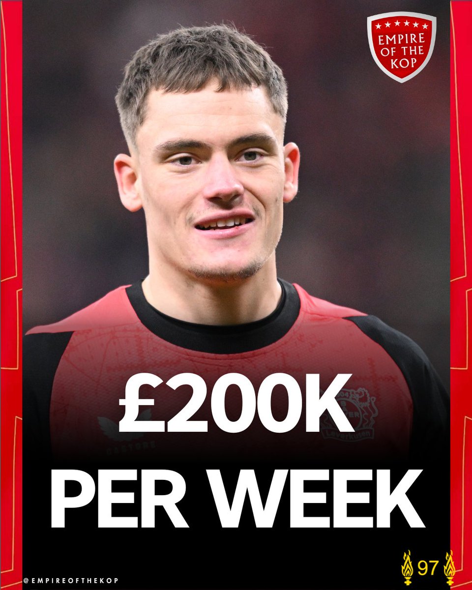 empireofthekop's tweet image. 💸  Florian Wirtz will earn around £200,000 a week at Liverpool | #LFC 

[via @TheAthletic]