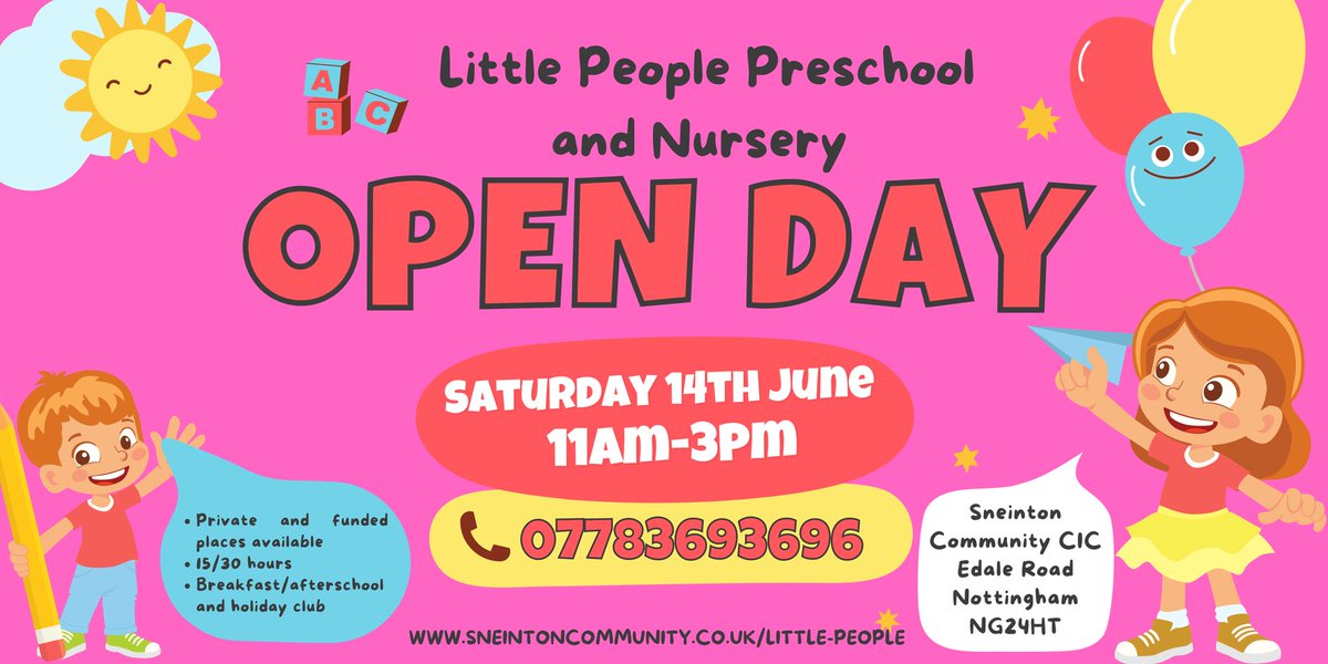 OPEN DAY! Take a look at our pre school and nursery today.
#Sneinton #sneintoncommunity #littlepeople