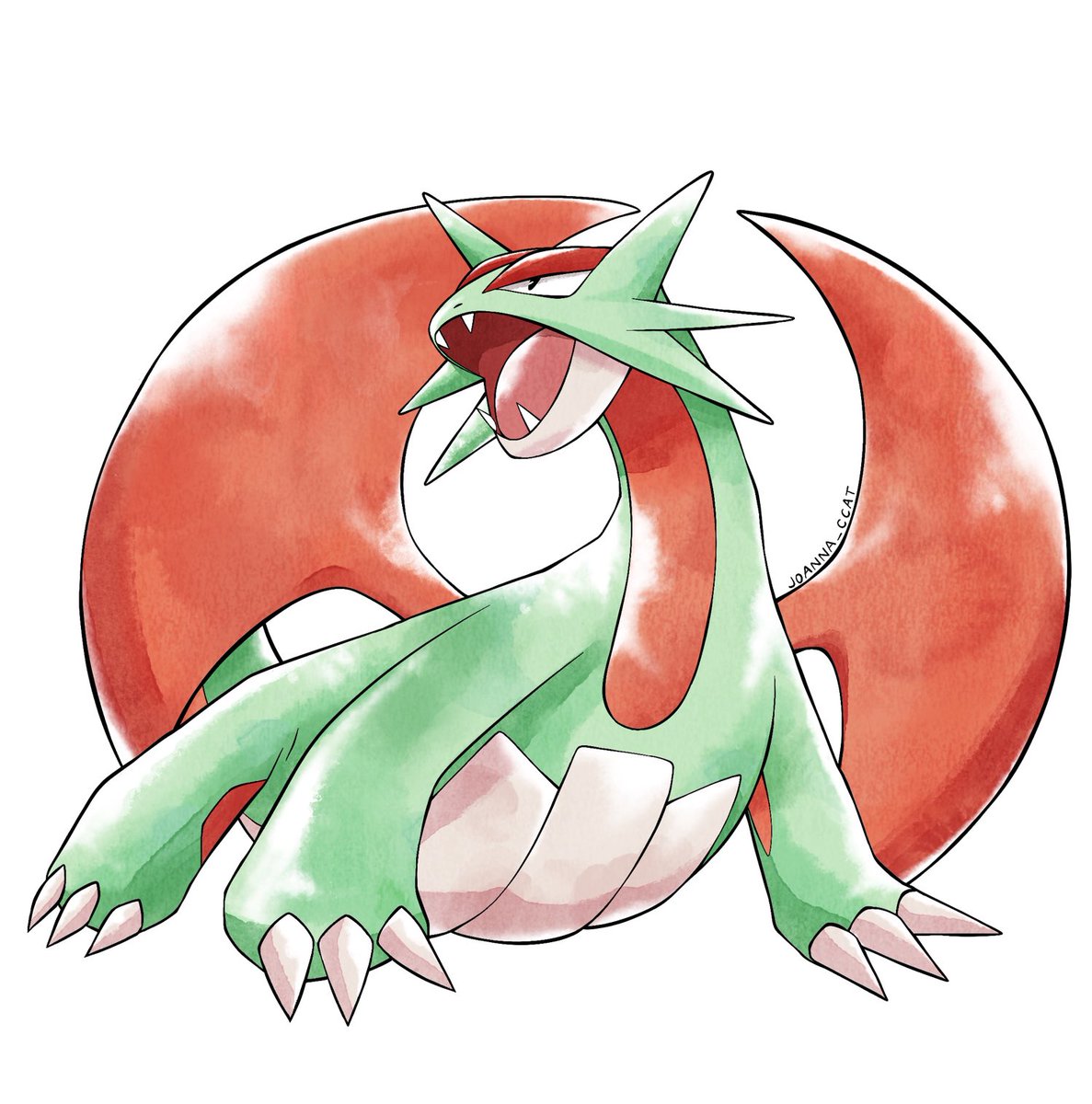 Shiny Salamence in Sugimori’s art style :)