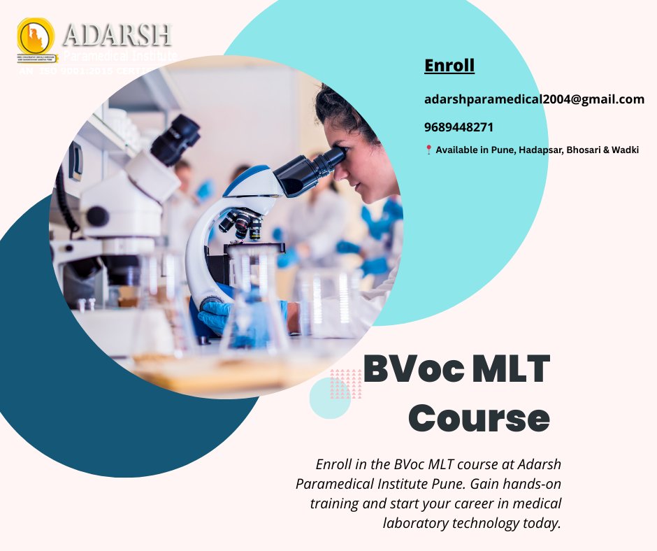 Sam263502497937's tweet image. 🔬 Enroll in the B.VOC MLT course in Pune at Adarsh Paramedical Institute!
Hands-on training, expert faculty &amp;amp; placements 🚑
Available in Hadapsar, Bhosari &amp;amp; Wadki 📍
Launch your MLT career in Pune now!
🔗 adarshparamedical.com/bvoc-mlt.html
#BVocMLT #MLTCourse #PuneCareers