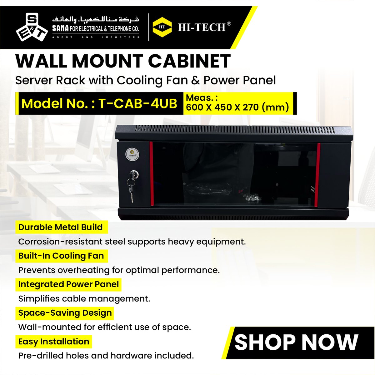 Sanaco_sa's tweet image. The HI-TECH Wall Mount Cabinet keeps your setup sleek &amp;amp; secure. 
 
    Shop on sanaco.com.sa/product/hi-tec…
 
    #NetworkCabinet #OfficeUpgrade #ServerRacks #sanaforelectrical