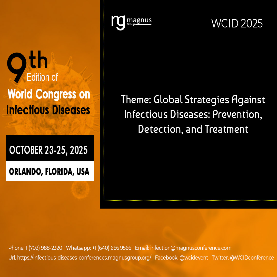 WCID-2025 (@wcidconference) on Twitter photo Join the Global Fight Against Infectious Diseases! π¦
π£ Be a part of the 9th Edition of the World Congress on Infectious Disease (WCID 2025)
π Dates:October 23-25, 2025
π Venue:Orlando, USA & Online
π register at: β¦-diseases-conferences.magnusgroup.org/register
#Infectiousdiseasesconferences Join the Global Fight Against Infectious Diseases! π¦
π£ Be a part of the 9th Edition of the World Congress on Infectious Disease (WCID 2025)
π Dates:October 23-25, 2025
π Venue:Orlando, USA & Online
π register at: β¦-diseases-conferences.magnusgroup.org/register
#Infectiousdiseasesconferences