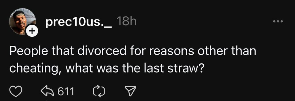 People that divorced for reasons other than cheating what was the last straw for you? 

Tolerance is really overrated 🥺