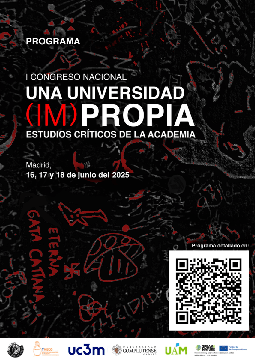 FiloSociedadUCM's tweet image. I Congreso Nacional
UNA UNIVERSIDAD (IM)PROPIA. ESTUDIOS CRÍTICOS DE LA ACADEMIA
🗓️16, 17 y 18 de junio
Todo el programa: circulobellasartes.com/humanidades/i-…
Para obtener certificado: docs.google.com/forms/d/e/1FAI…