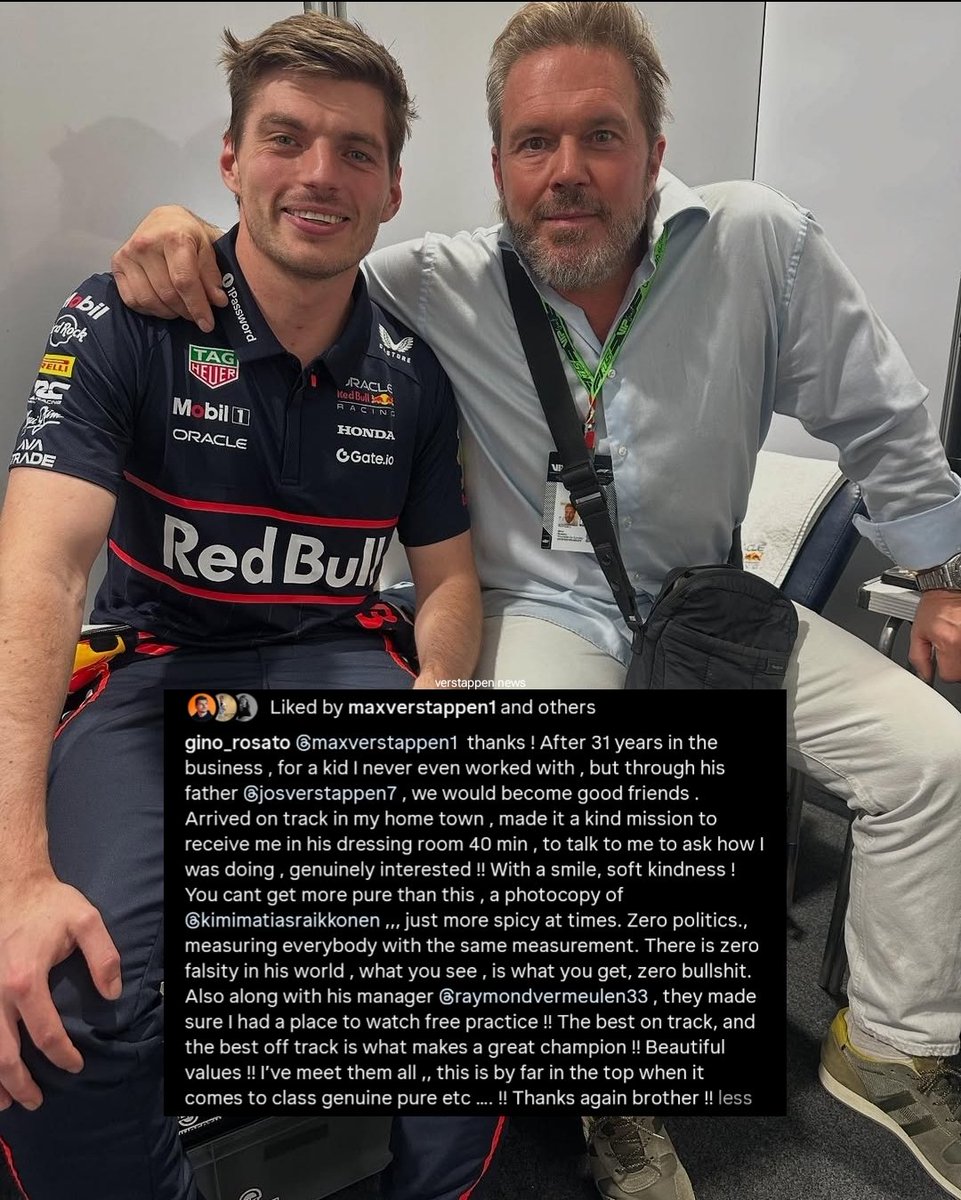 📲 Gino Rosato on Instagram: “Made it a kind mission to receive me in his dressing room, to talk to me to ask how I was doing, genuinely interested!! With a smile, soft kindness! You can't get more pure than this, a photo copy of Kimi Raikonnen, just more spicy at times” 😭❤️